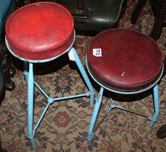 2 metal leather top stools